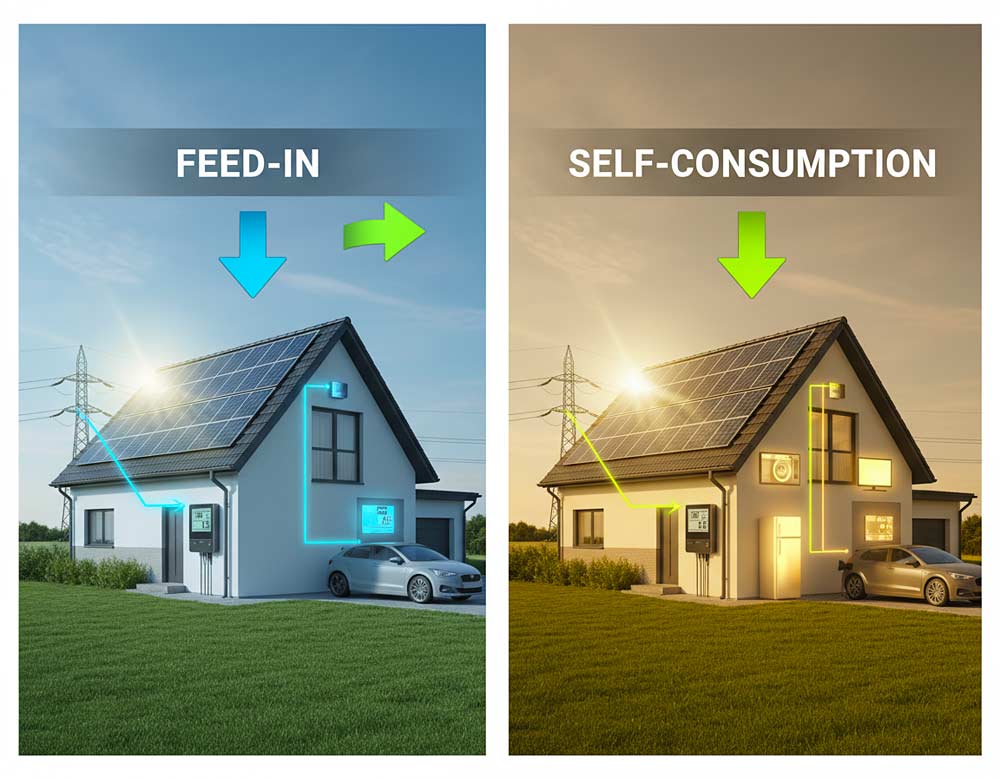 Einspeisung versus Eigenverbrauch