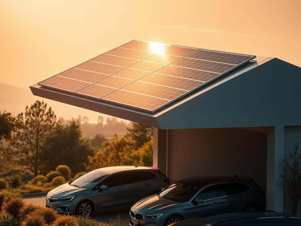 Photovoltaikmodule auf Carport-Dach Photovoltaikmodule auf Carport-Dach