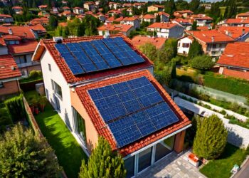 Einfamilienhaus mit Solaranlage auf dem Dach